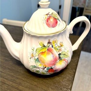 Royal Caldone Vintage Teapot Peach & Strawberry Design Made In England